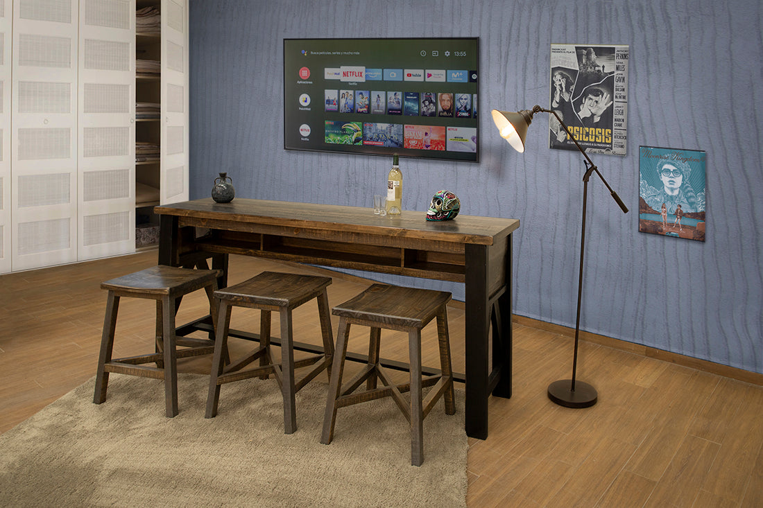 Counter Height Sofa Table - Two Tone Gray & Brown