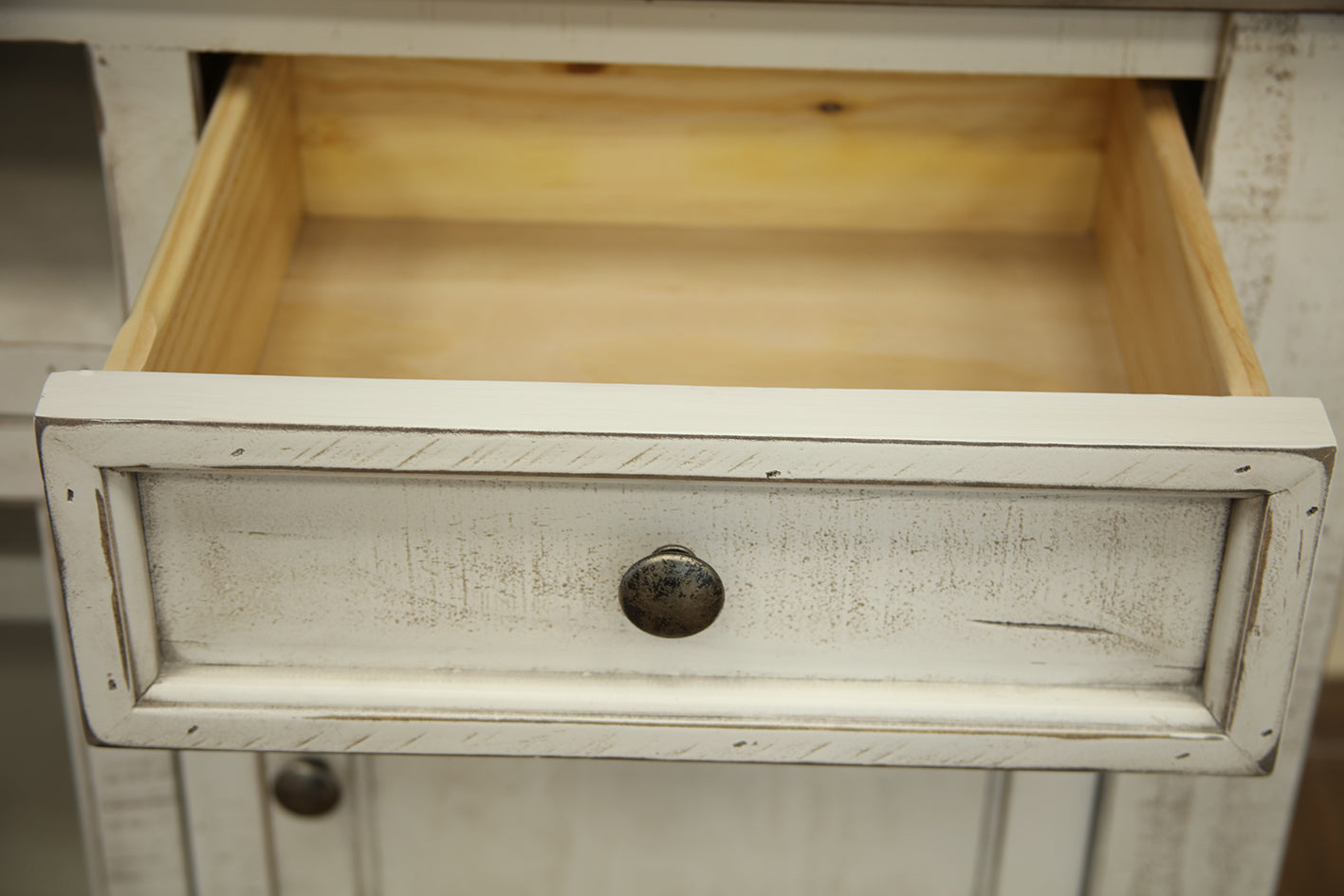 2 Drawer 4 Doors 70" TV Stand - Antiqued Ivory & Weathered Gray