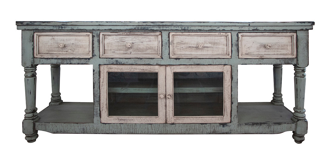 4 Drawer 2 Doors 70" TV Stand - Sky Blue
