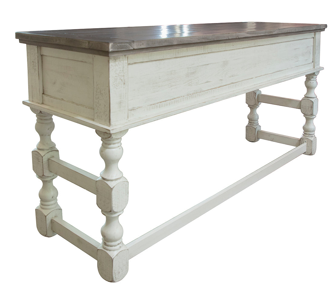 Counter Height Sofa/Console Table - Antiqued Ivory & Weathered Gray