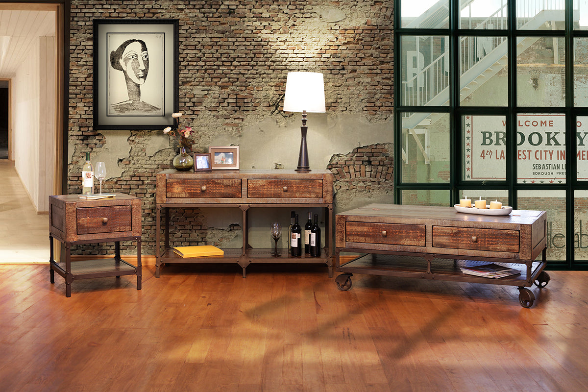 2 Drawers Lift Top Cocktail Table - Brown & Golden Undertones