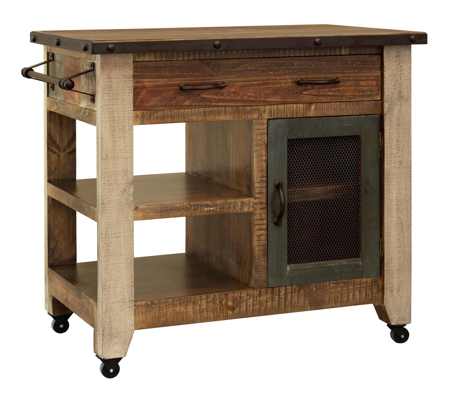 1 Drawer, 1 Mesh Door Kitchen Island - Multicolor