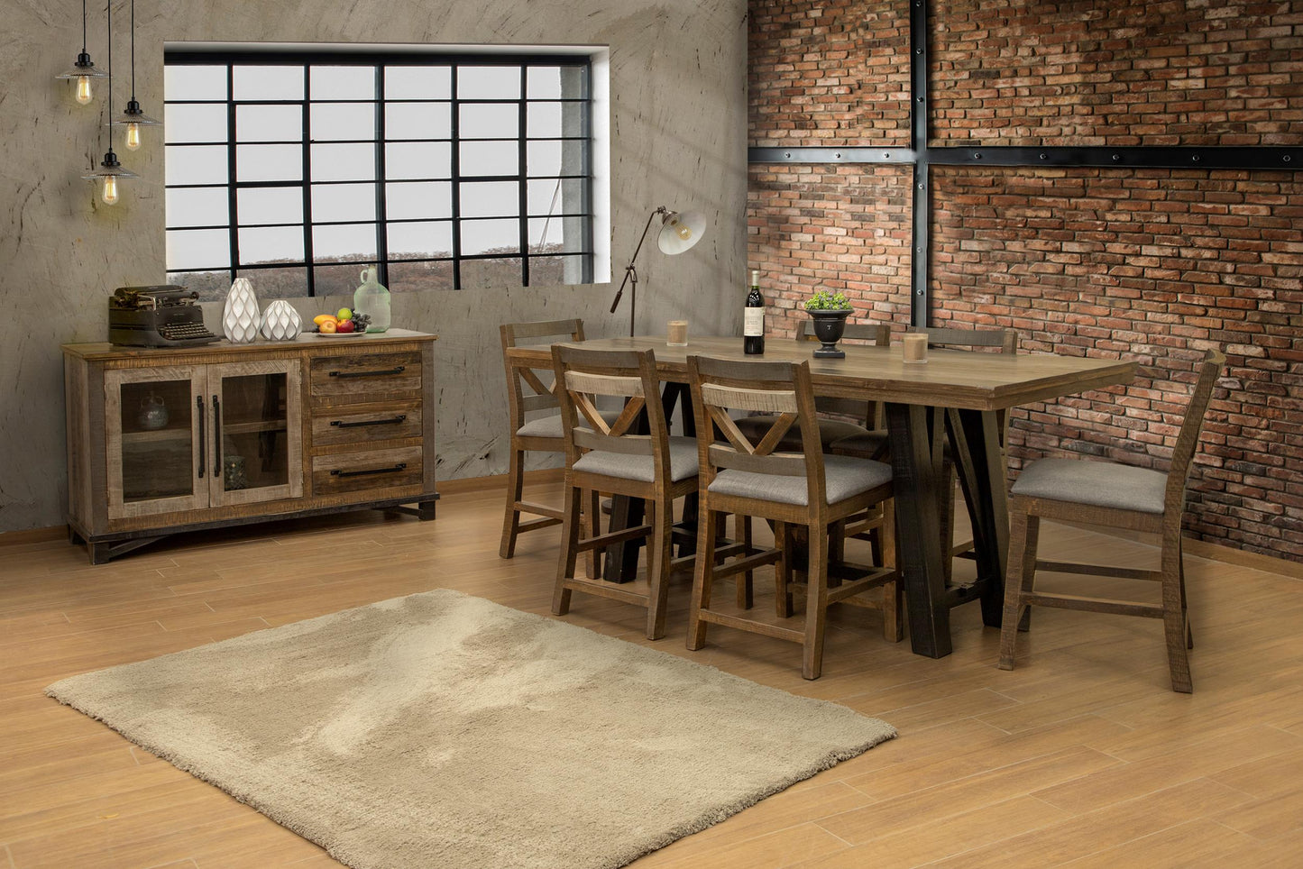 Upholstered Seat 24" Barstool - Two Tone Gray & Brown