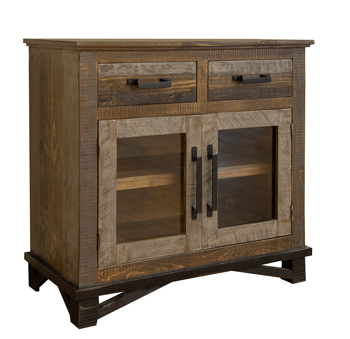 2 Drawer 2 Doors Server - Two Tone Gray & Brown