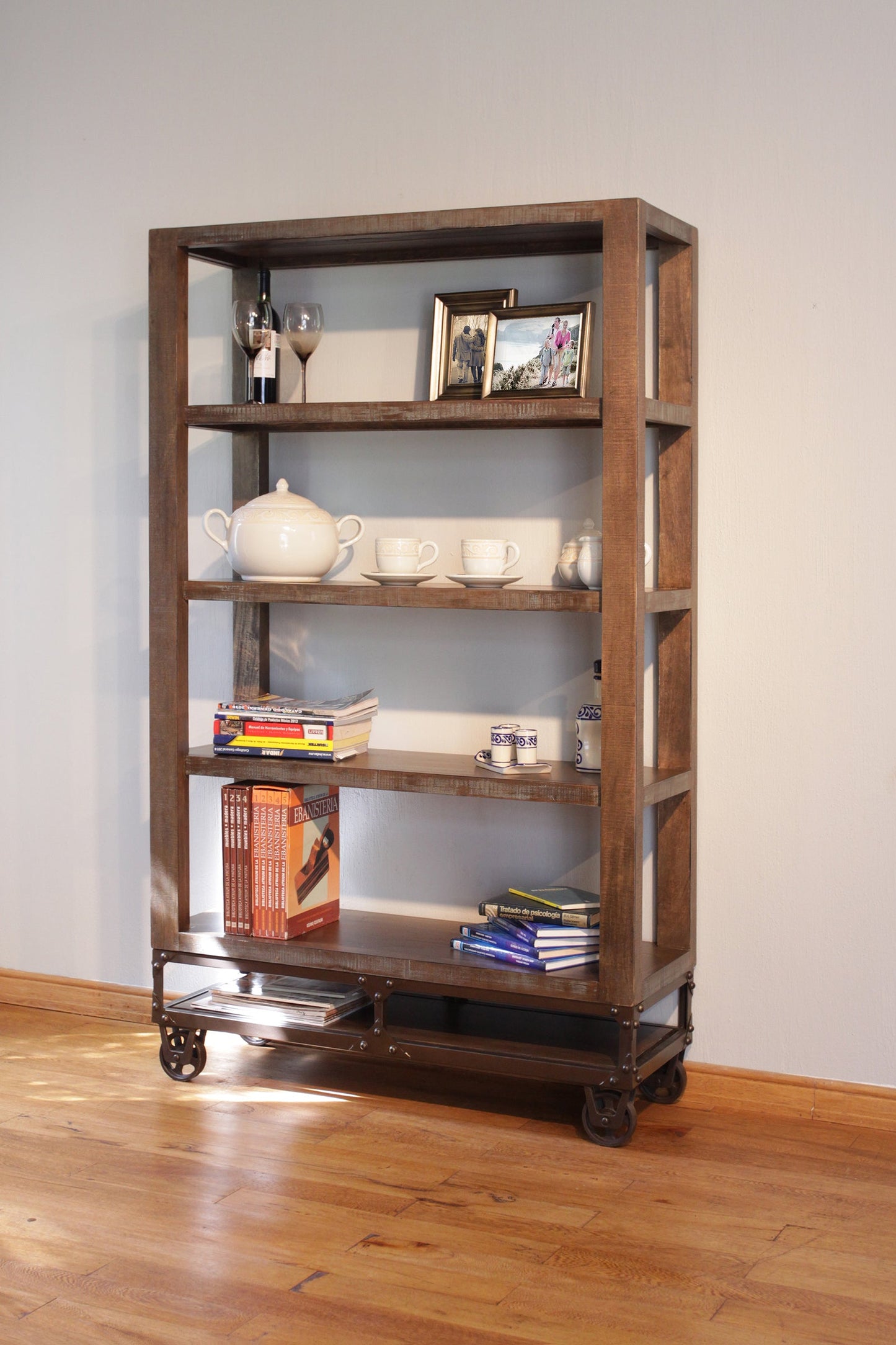 4 Shelves 70" Bookcase - Brown & Golden Undertones