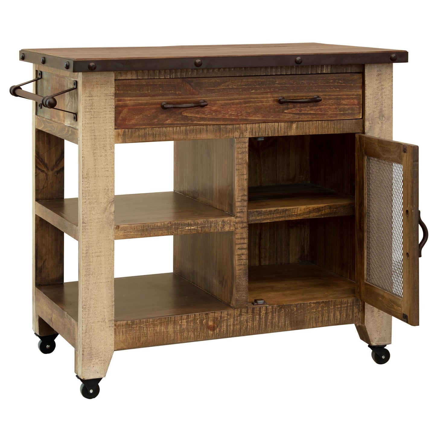 1 Drawer, 1 Mesh Door Kitchen Island - Multicolor
