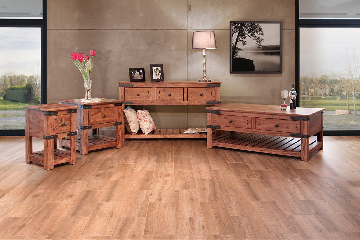 1 Drawer End Table - Cinnamon Brown