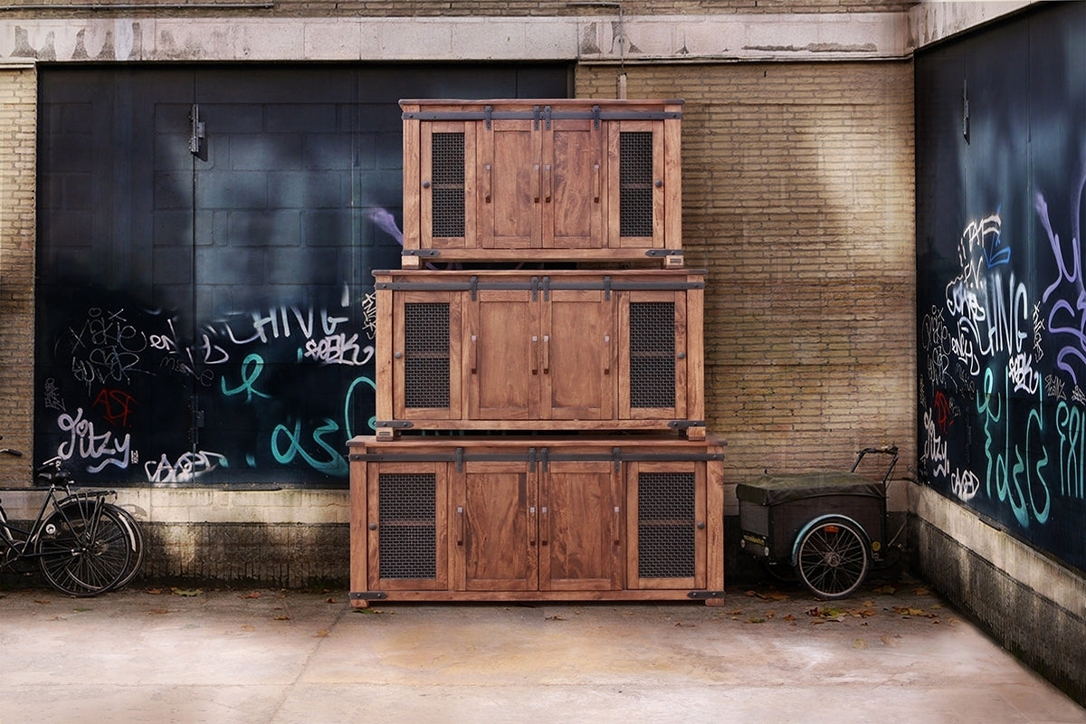4 Doors 60" TV Stand - Cinnamon Brown