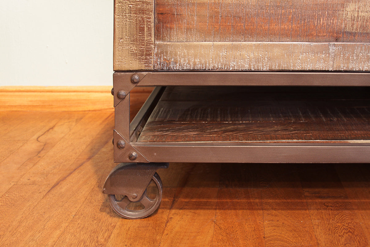2 Drawers Lift Top Cocktail Table - Brown & Golden Undertones