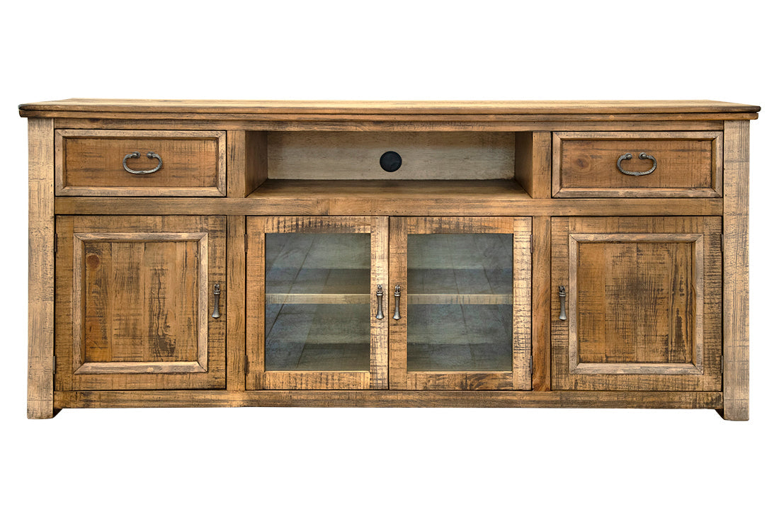2 Drawer 4 Doors 80" TV Stand - Two Tone Light Brown