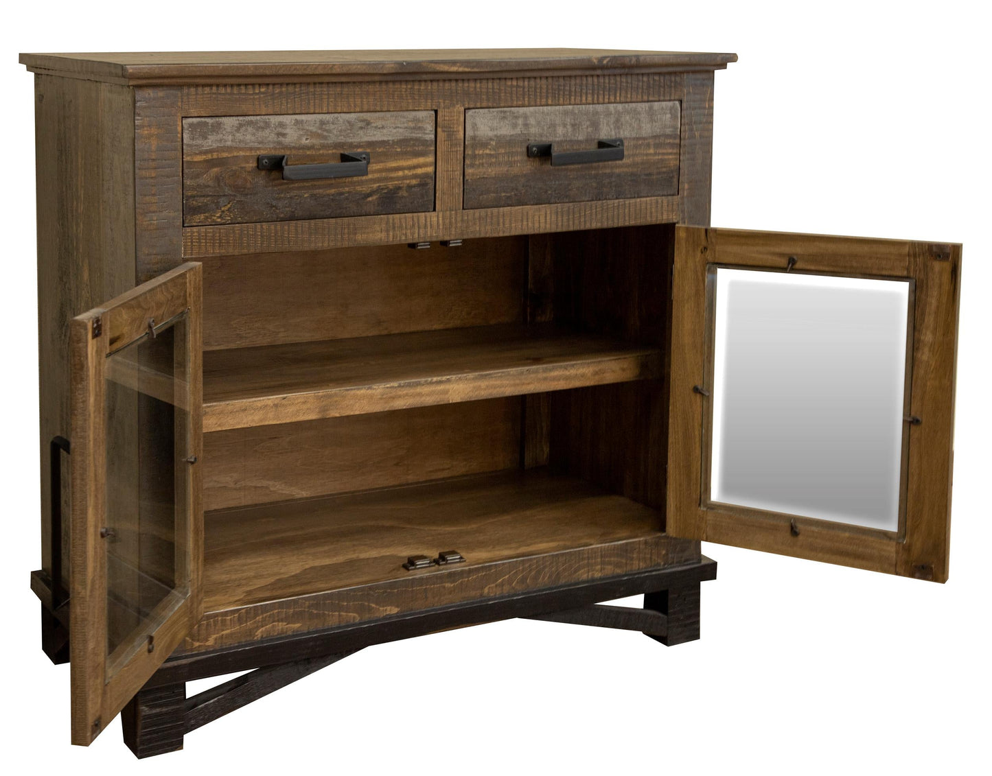 2 Drawer 2 Doors Server - Two Tone Gray & Brown