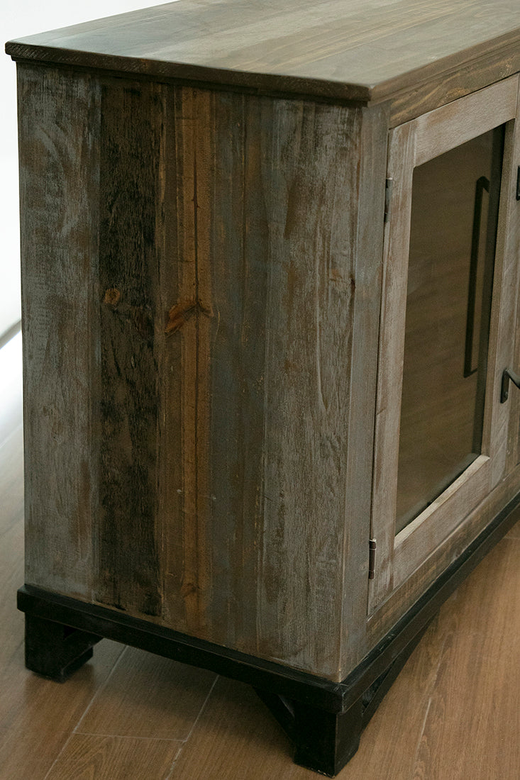 2 Drawer 2 Doors Server - Two Tone Gray & Brown