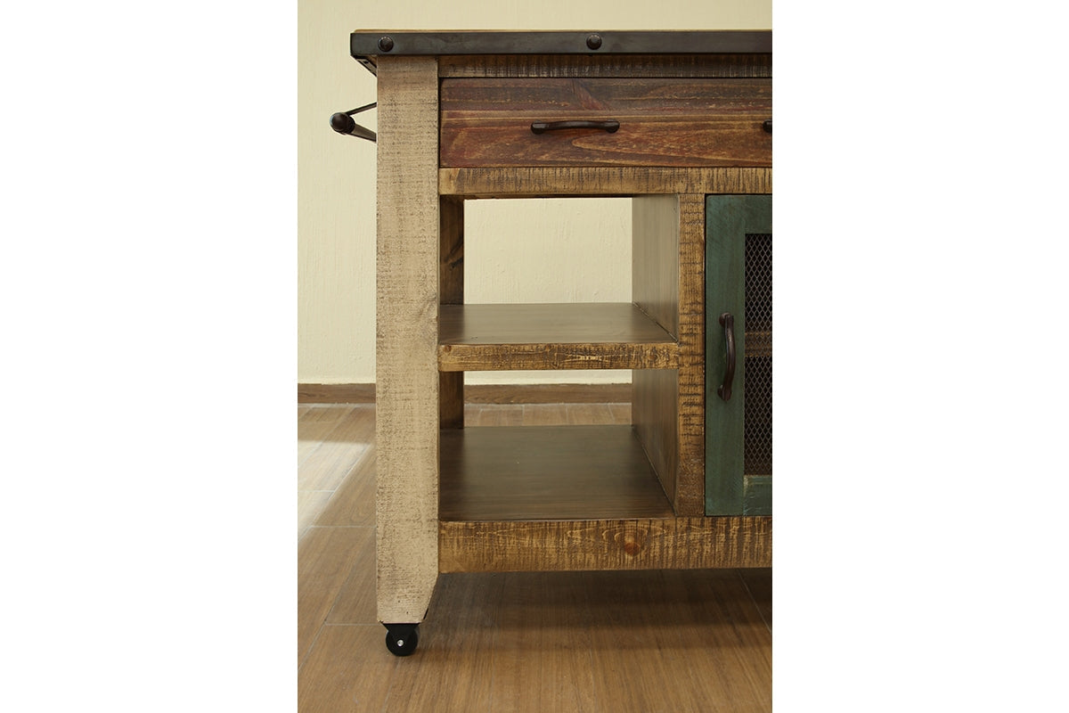 1 Drawer, 1 Mesh Door Kitchen Island - Multicolor