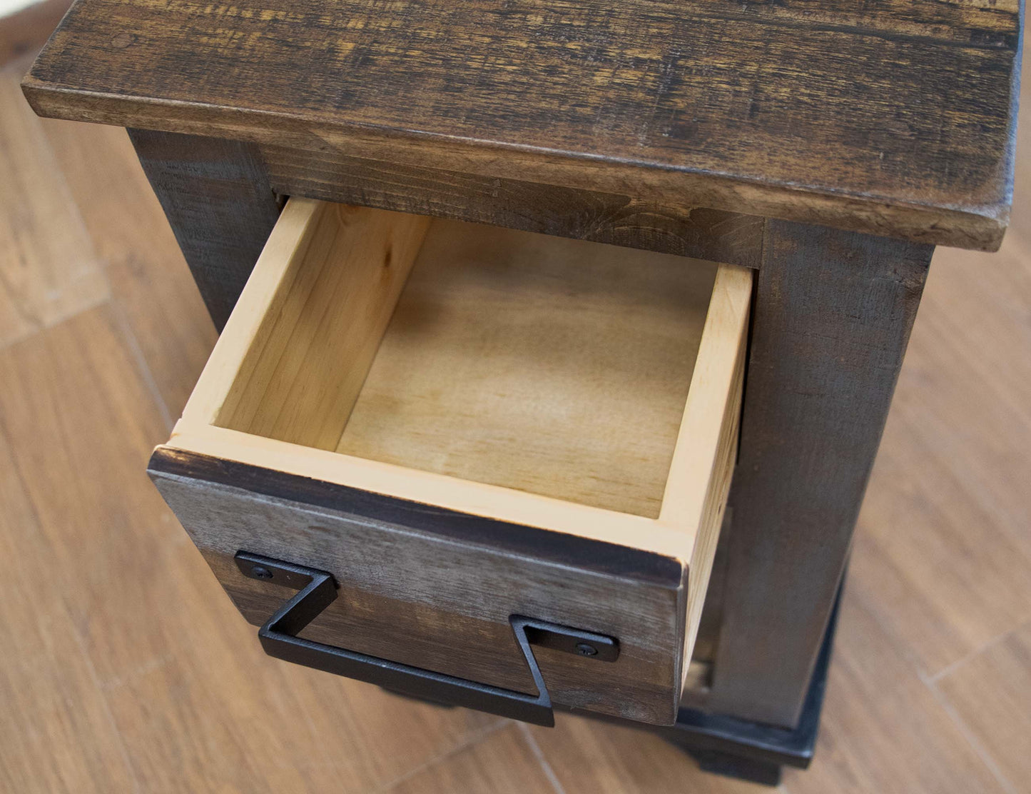 1 Drawer Chairside Table - Two Tone Gray & Brown