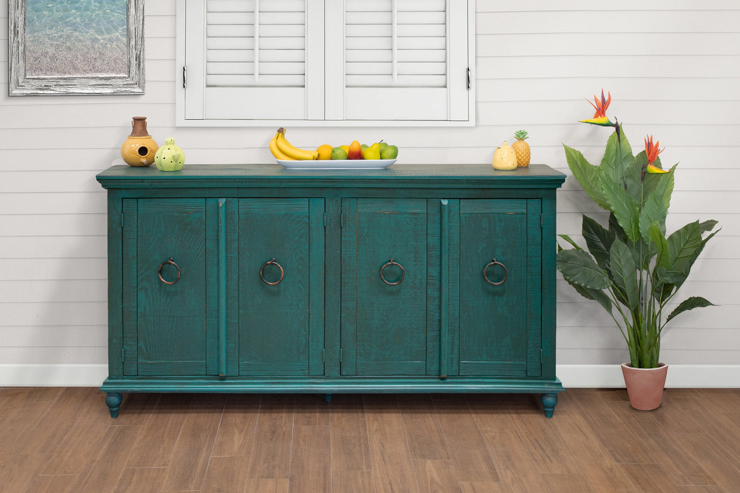 4 Doors Console - Teal Green