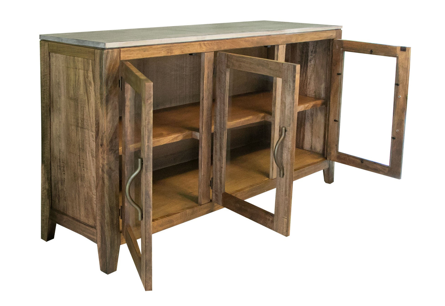 3 Glass Door Console - Golden Brown