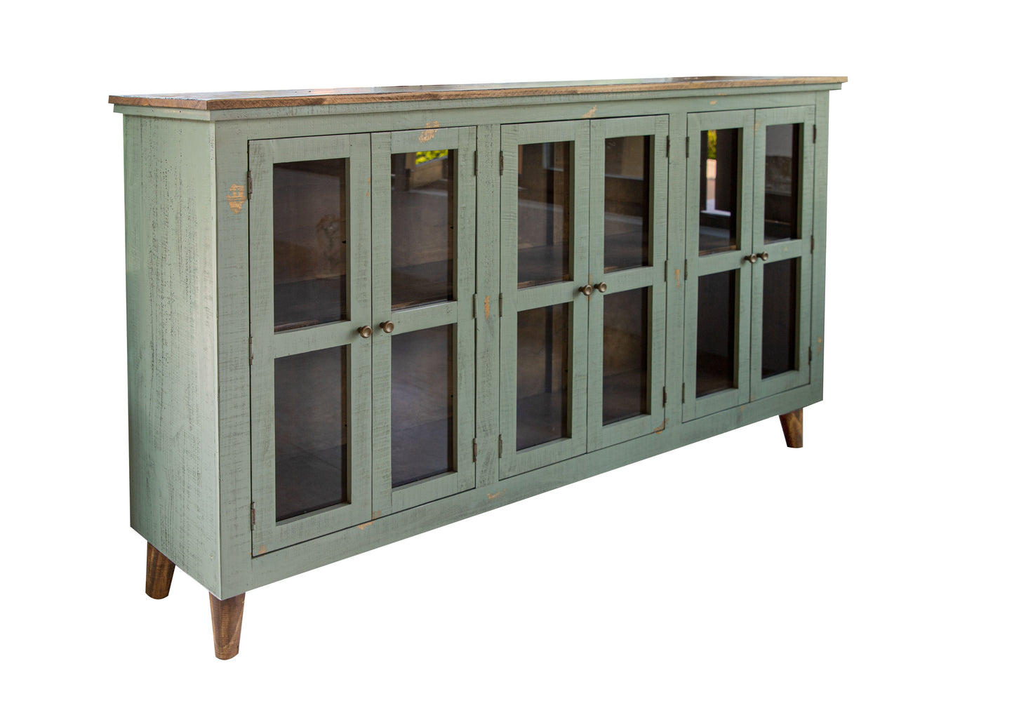 6 Glass Door Console - Sage Green