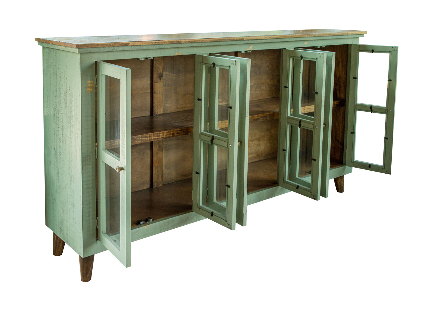 6 Glass Door Console - Sage Green