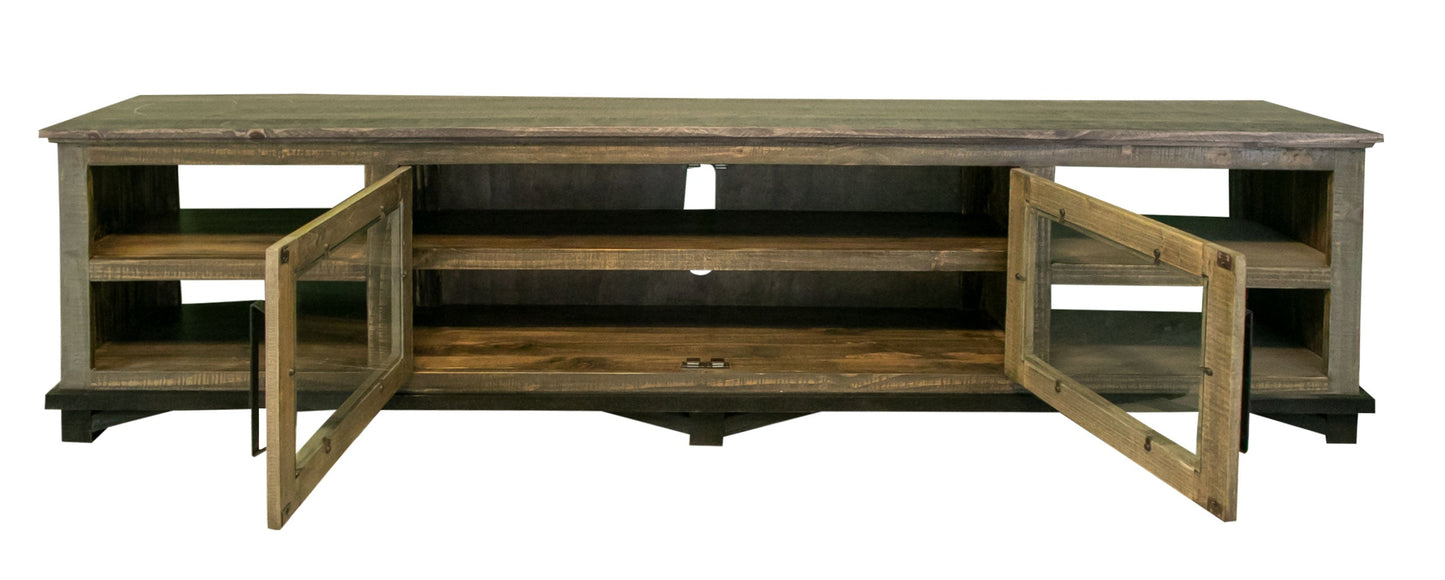 2 Door 93" TV Stand - Two Tone Gray & Brown