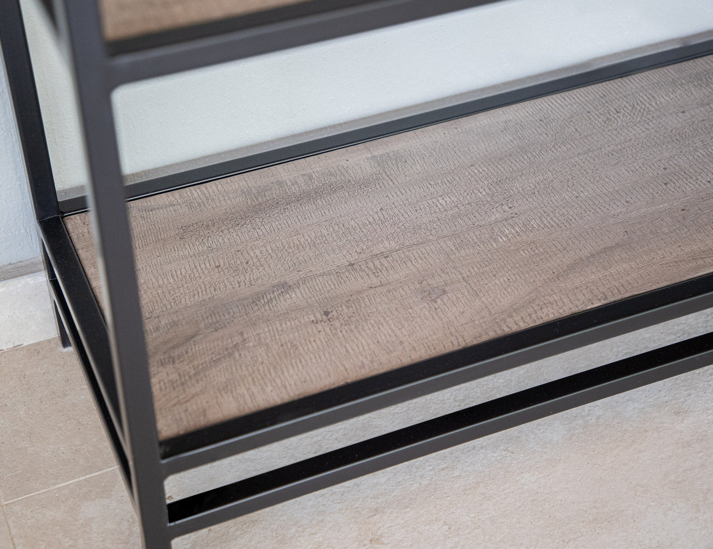 5 Shelves Metal Frame Bookcase - Truffle Brown / Oil Black