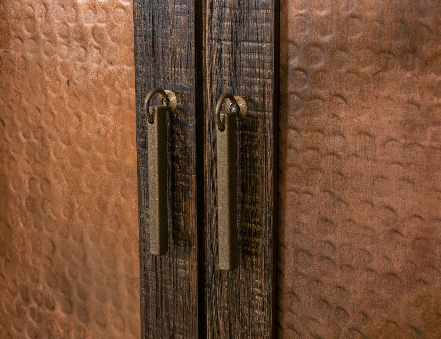 4 Copper-Paneled Door Console - Charred Brown