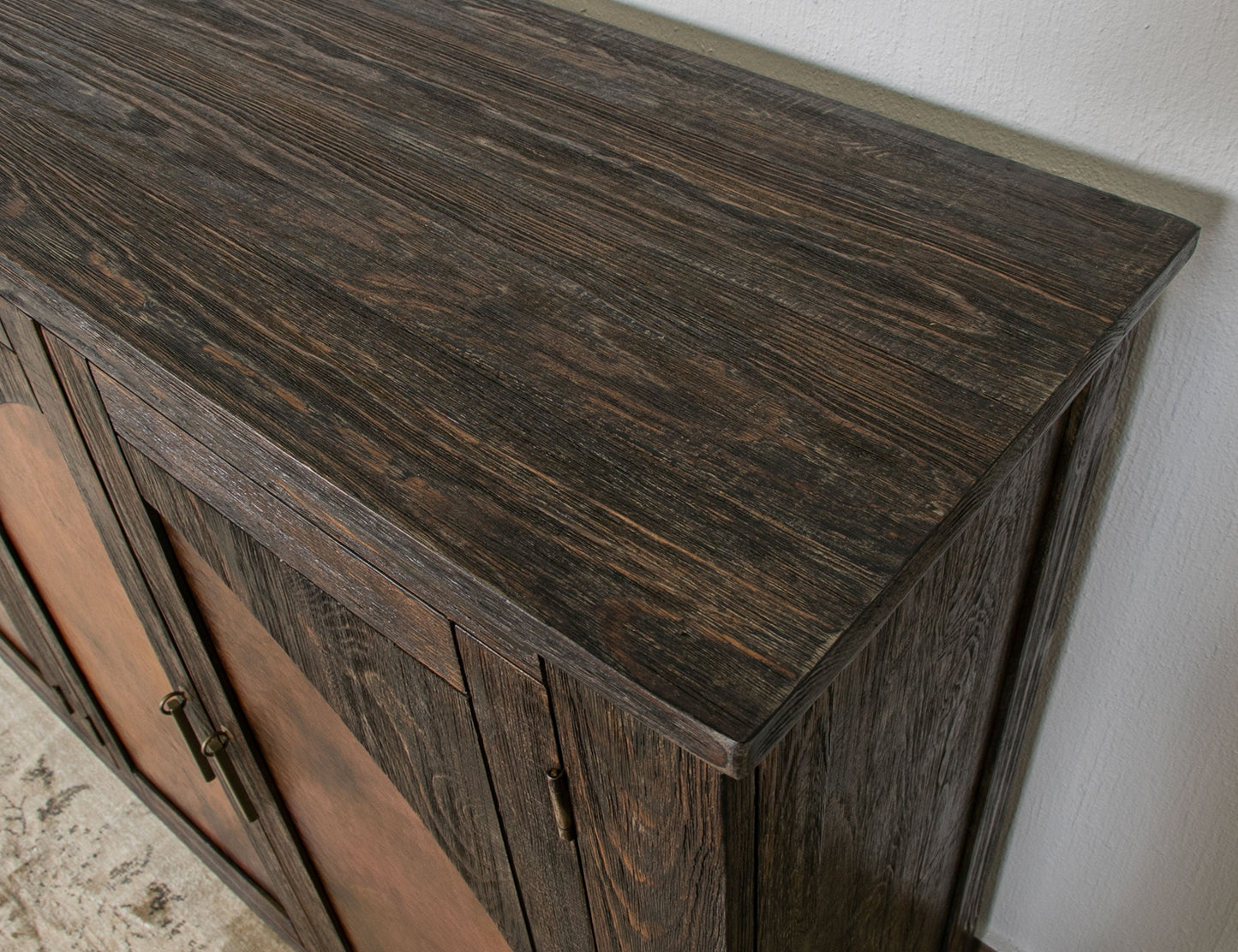 4 Copper-Paneled Door Console - Charred Brown