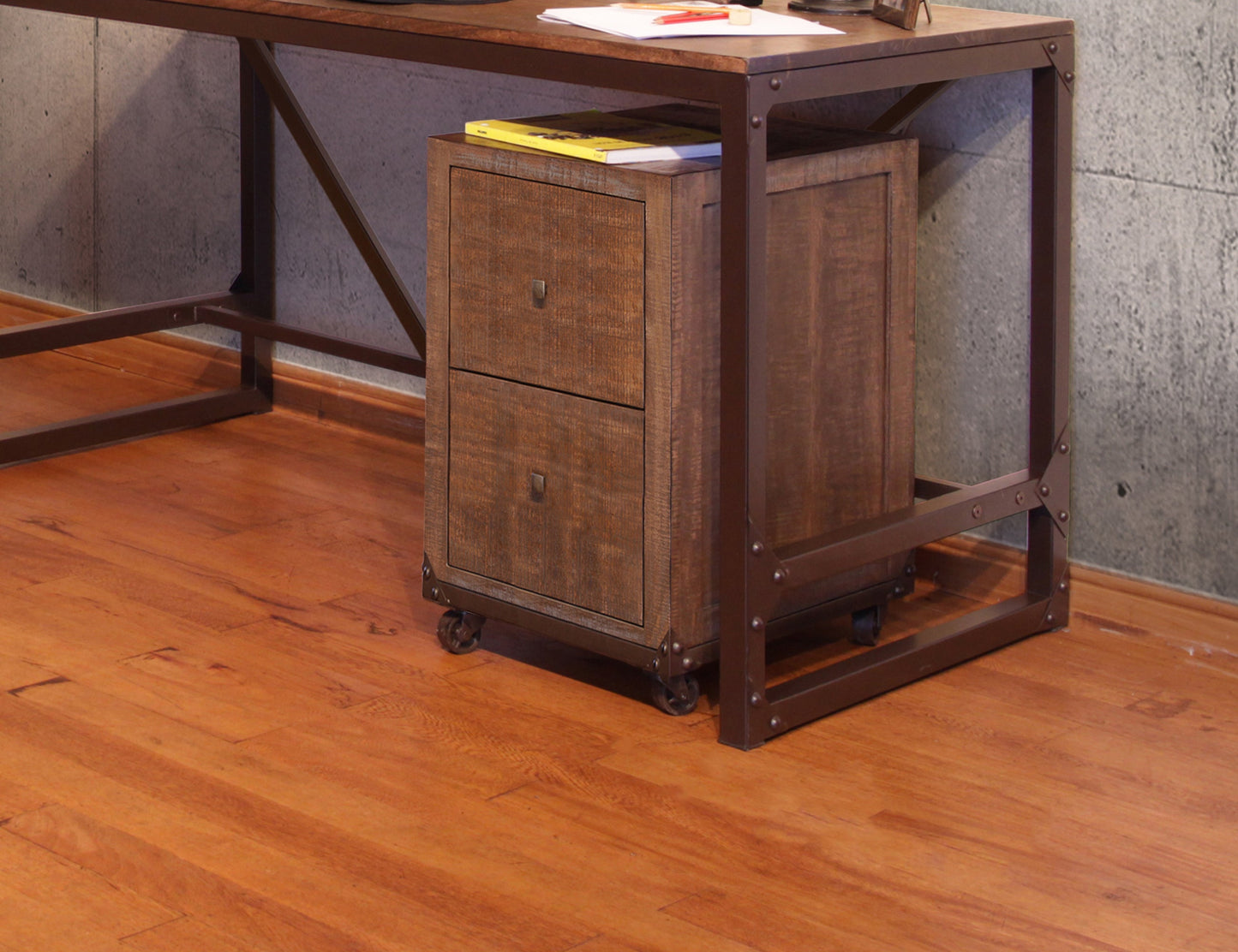 2 Drawer File Cabinet - Brown & Golden Undertones