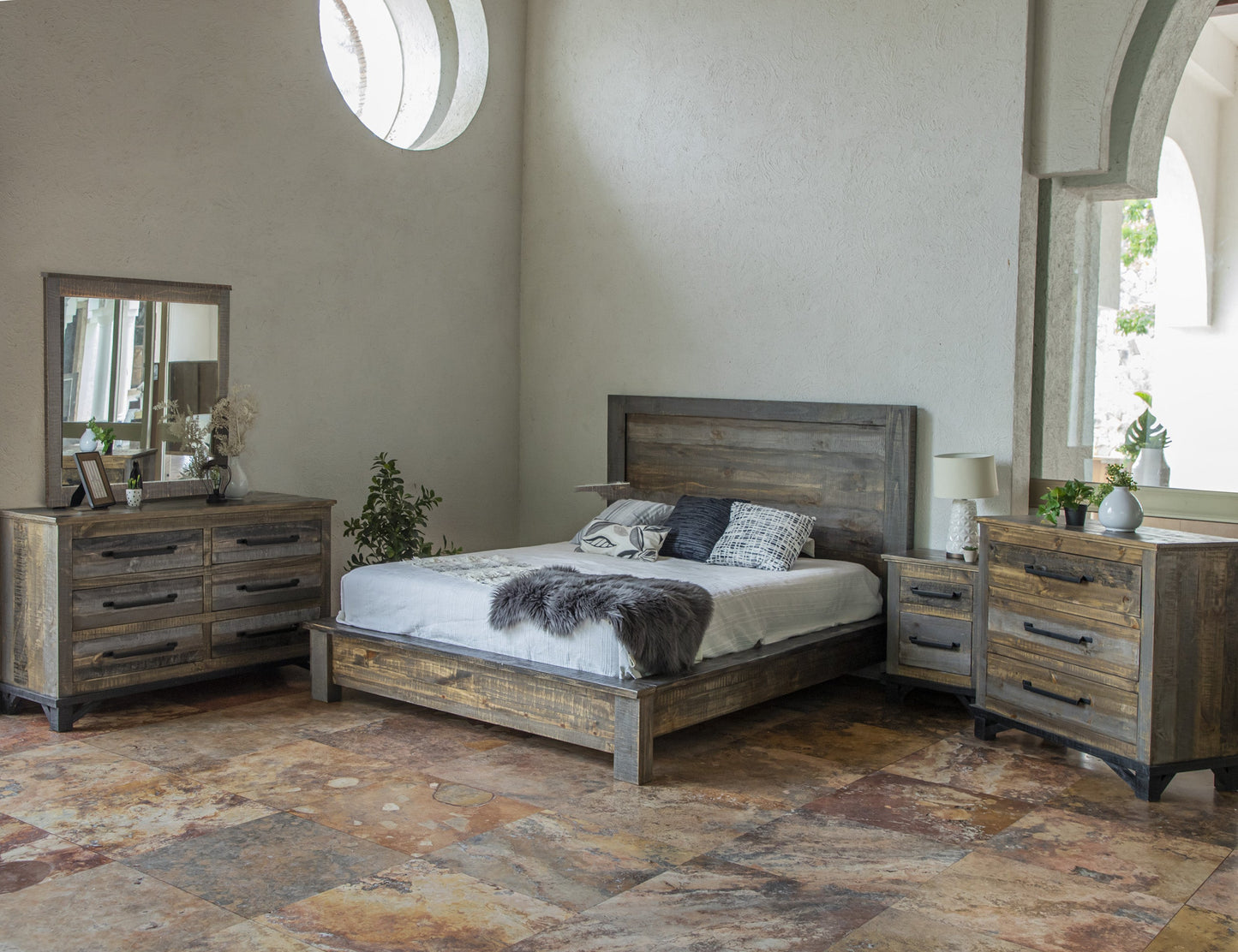 Mirror - Two Tone Gray & Brown
