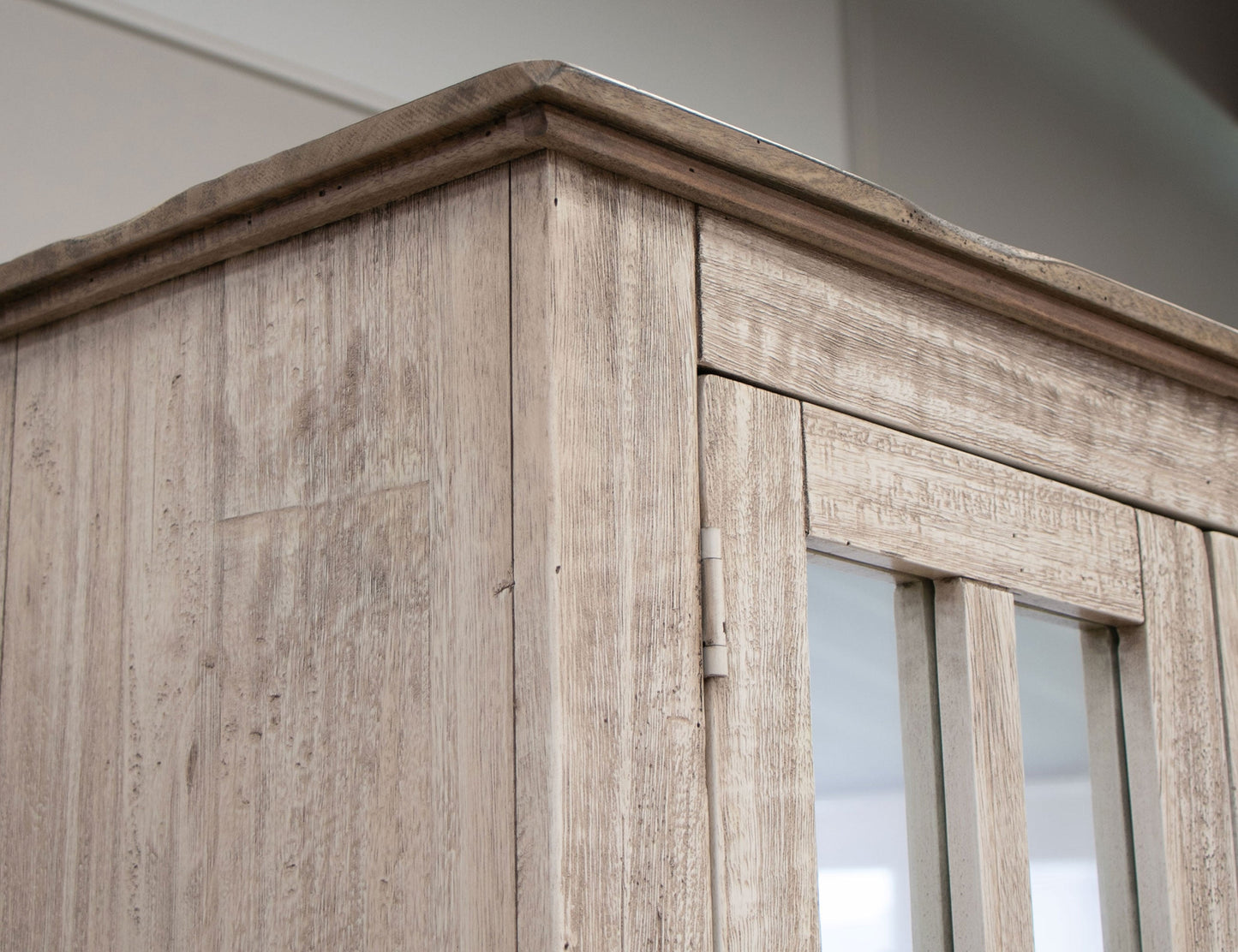 1 Drawer 2 Glass Doors Cabinet - Light Cream / Brown Caramel