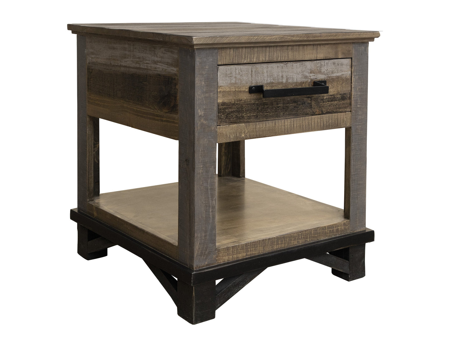 1 Drawer End Table - Two Tone Gray & Brown