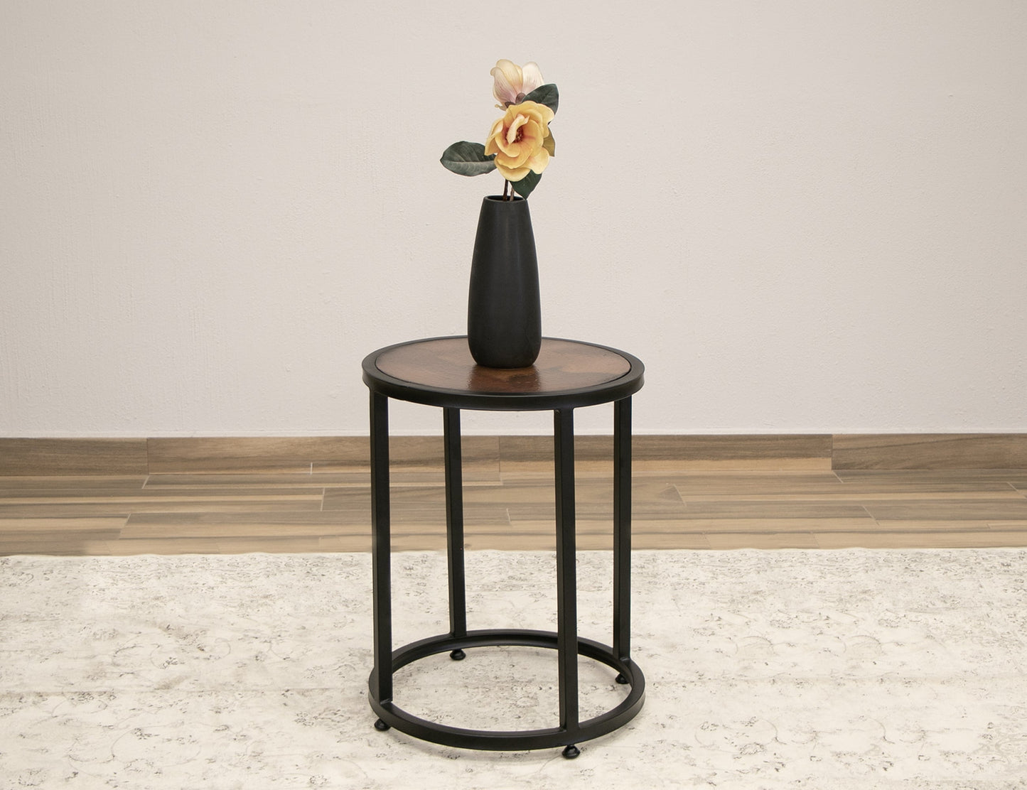 Copper Top & Iron Base End Table - Charred Brown