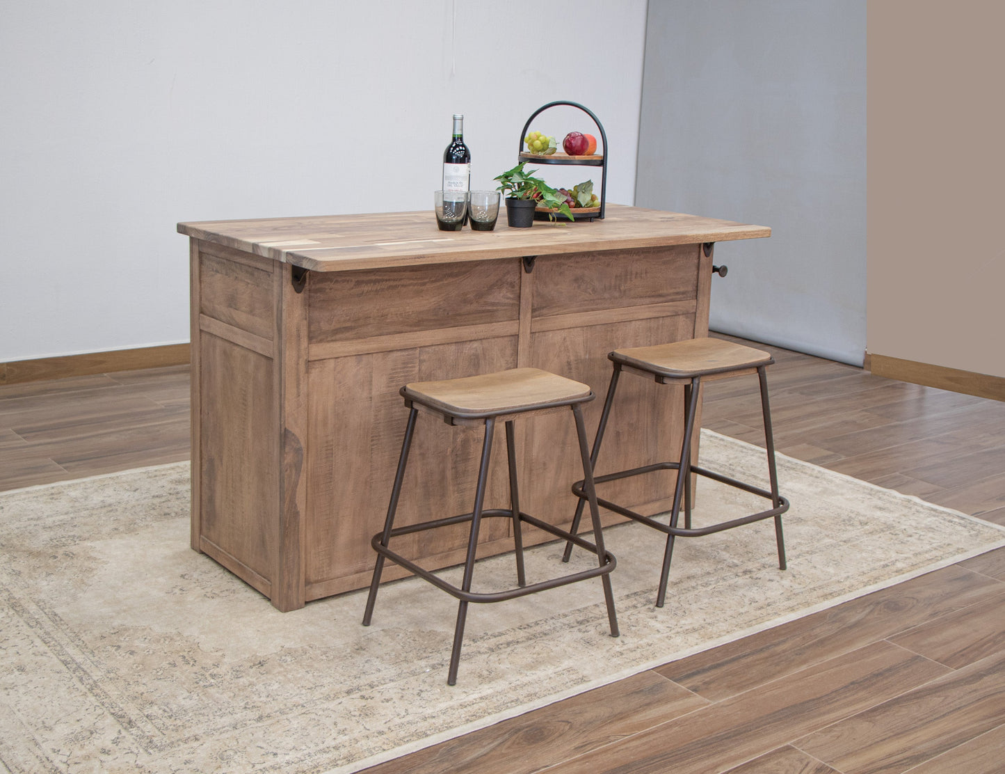 4 Door 2 Drawer Kitchen Island - Brown cappuccino