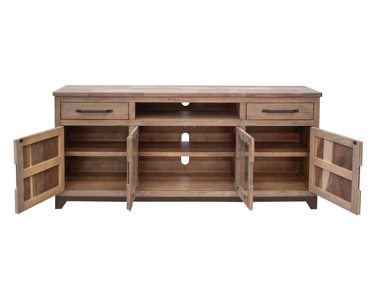2 Drawer 2 Door 2 Glass Door 70" TV Stand - Brown Cappuccino