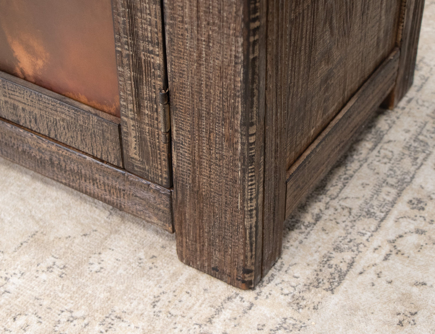 4 Copper-Paneled TV Stand - Charred Brown