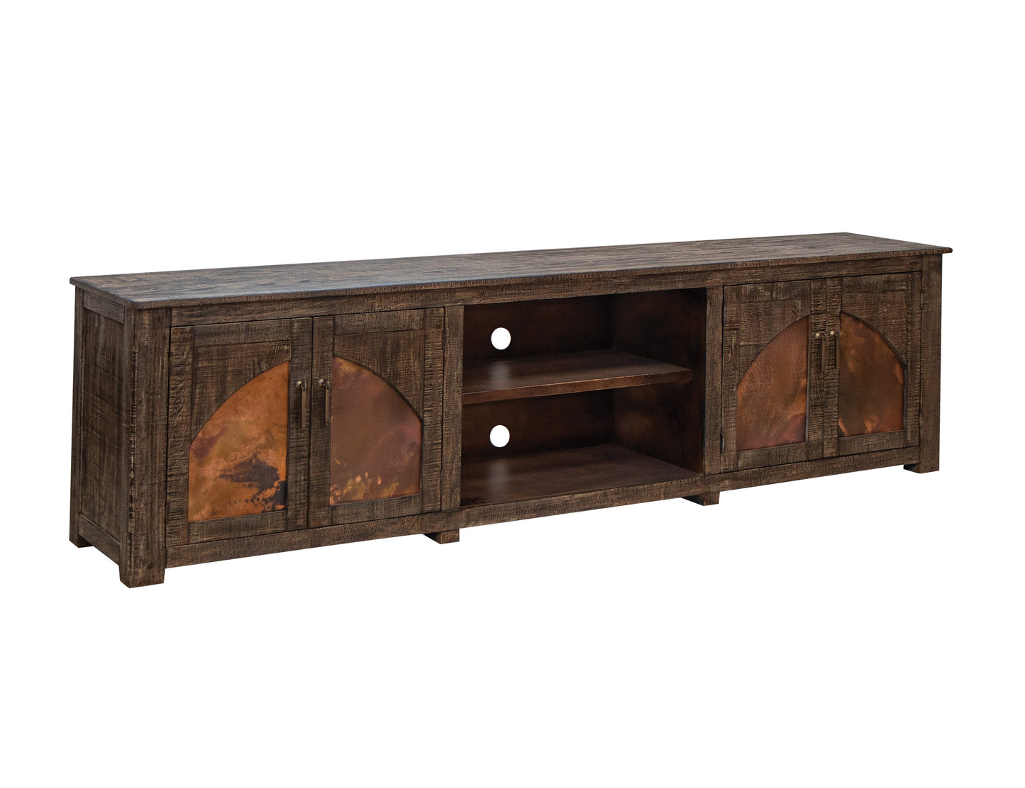 4 Copper-Paneled TV Stand - Charred Brown