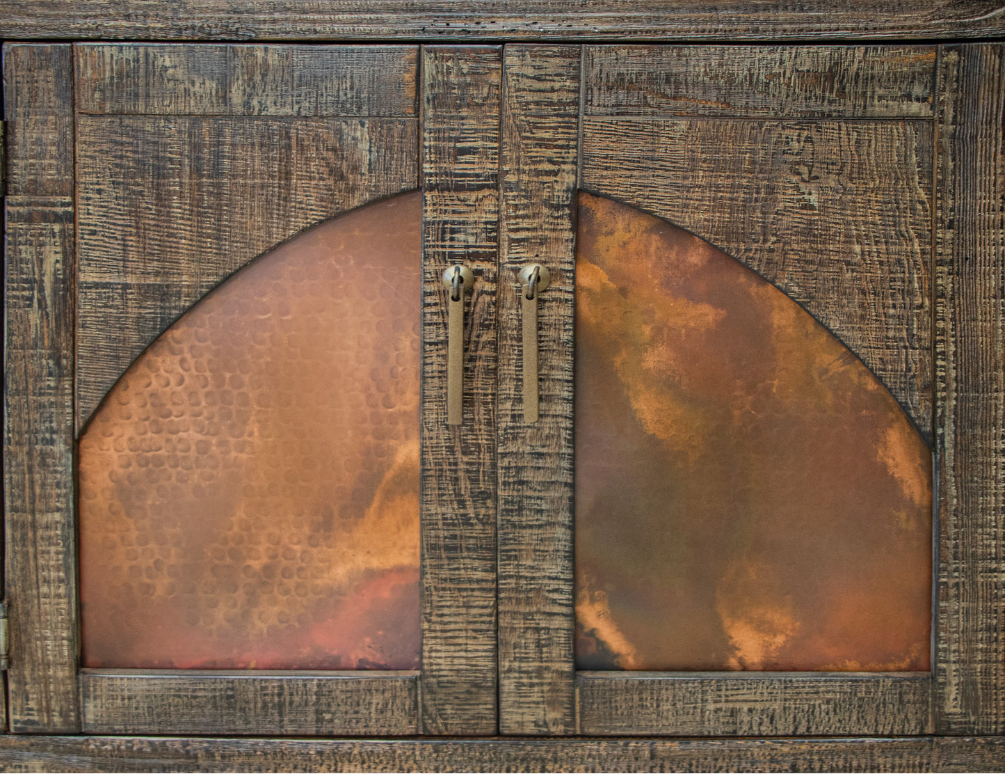 4 Copper-Paneled TV Stand - Charred Brown