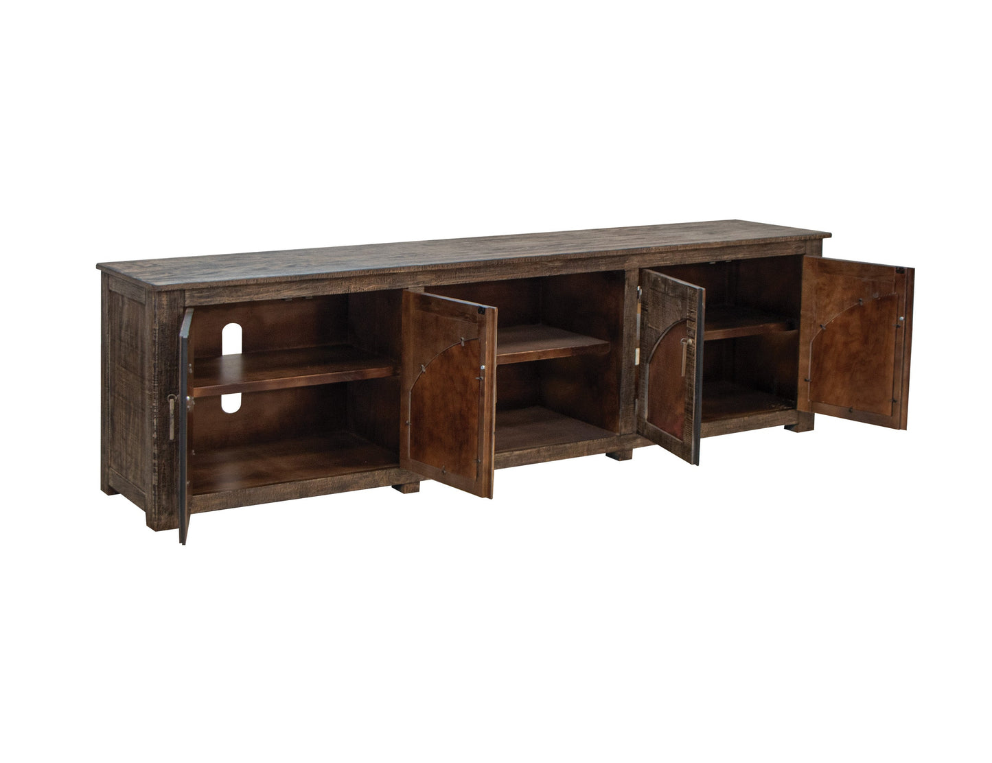4 Copper-Paneled TV Stand - Charred Brown