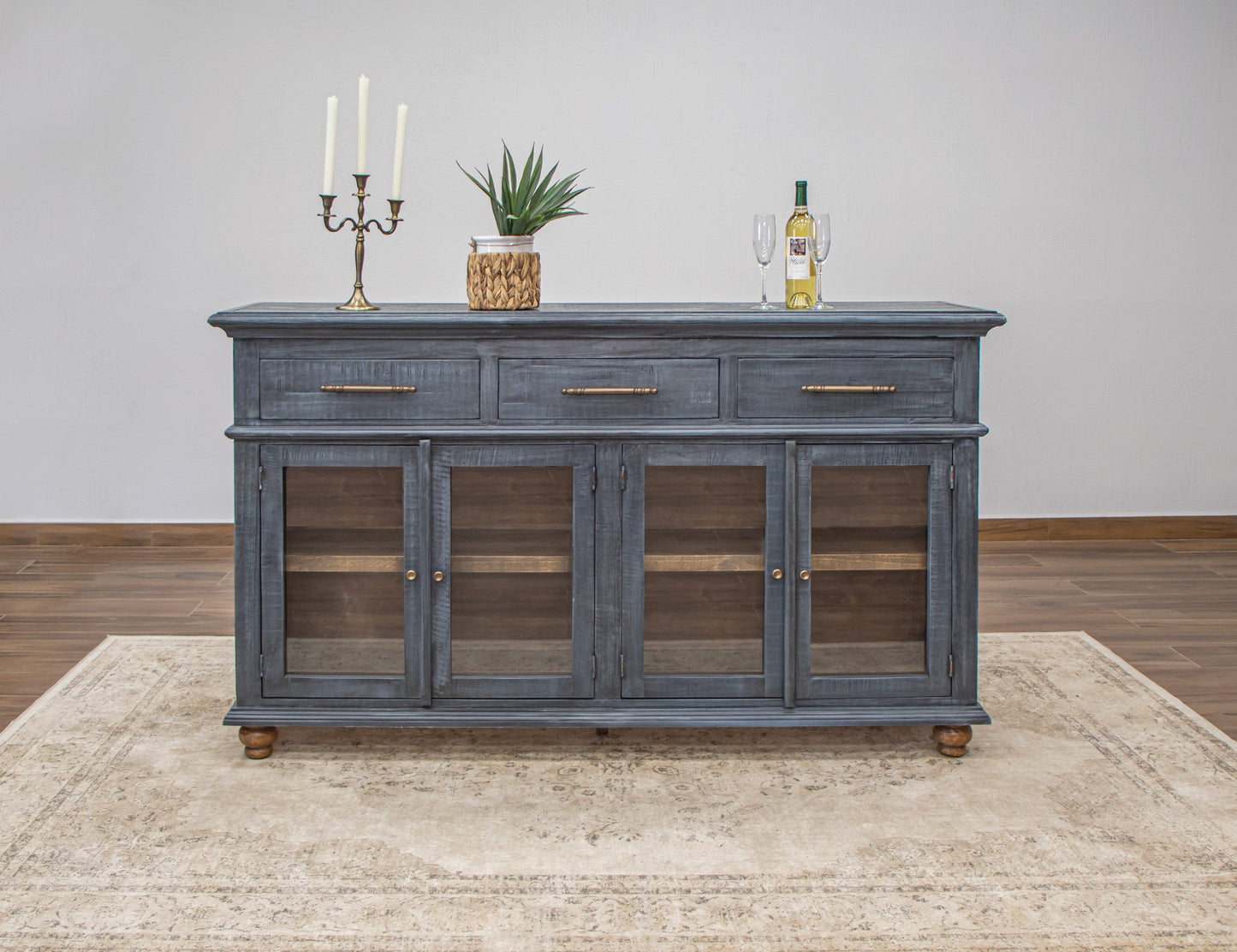 3 Drawer 4 Door Console - Vintage Blue