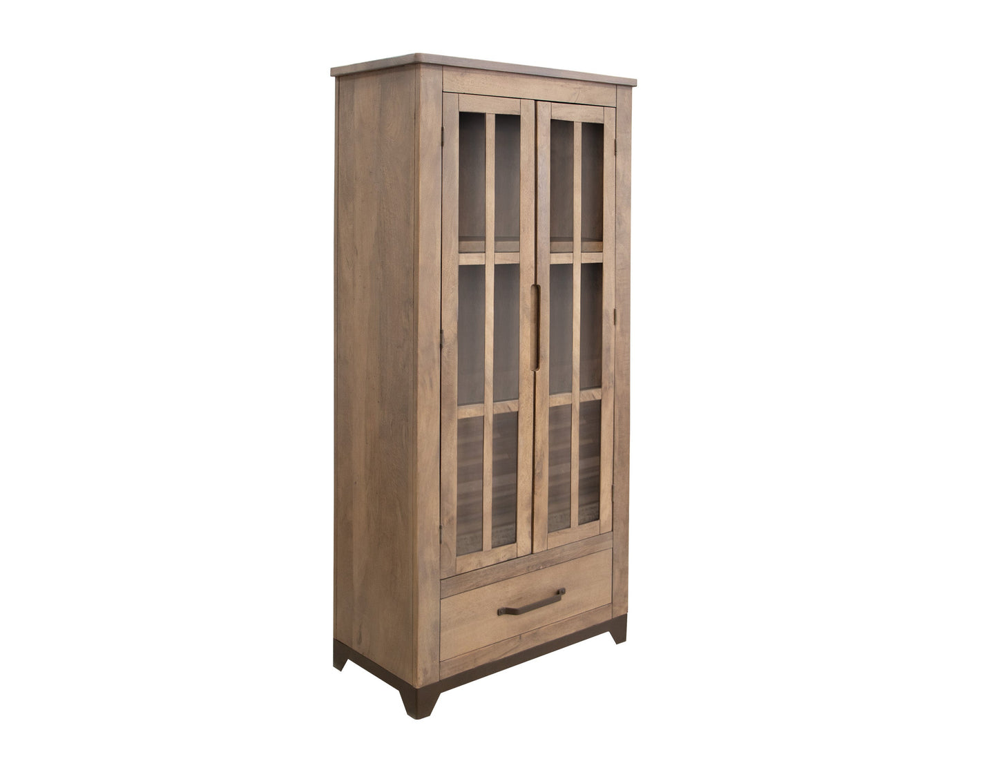 2 Glass Door 1 Drawer Cabinet - Brown cappuccino