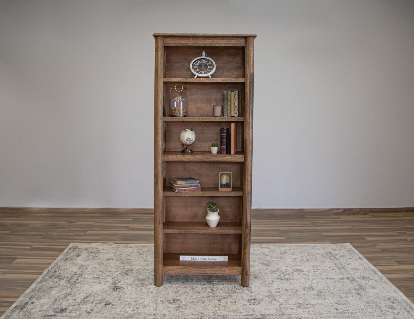 6 Wooden Shelves Bookcase - Towny Brown