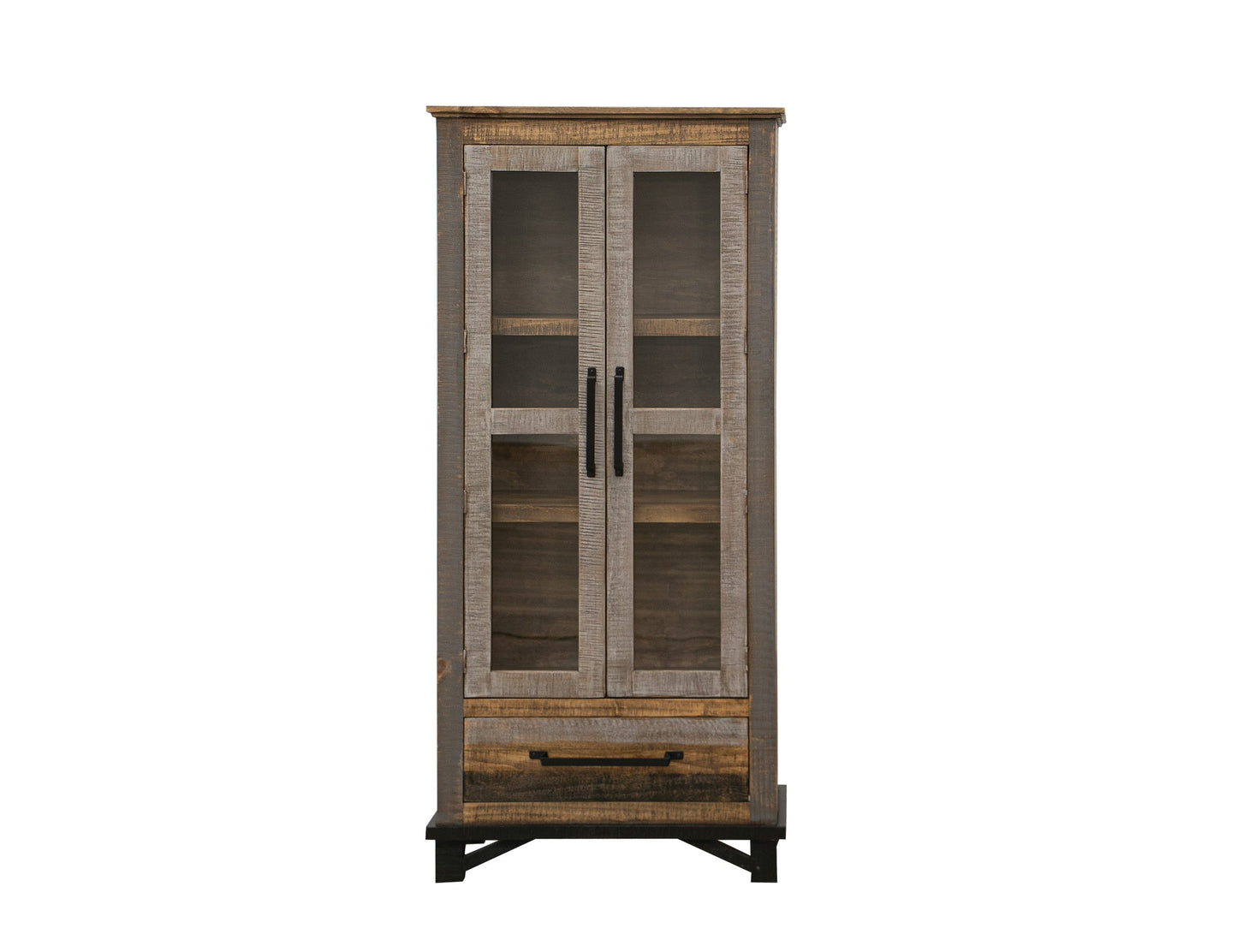 1 Drawer, 2 Doors Cabinet - Two tone Gray & Brown