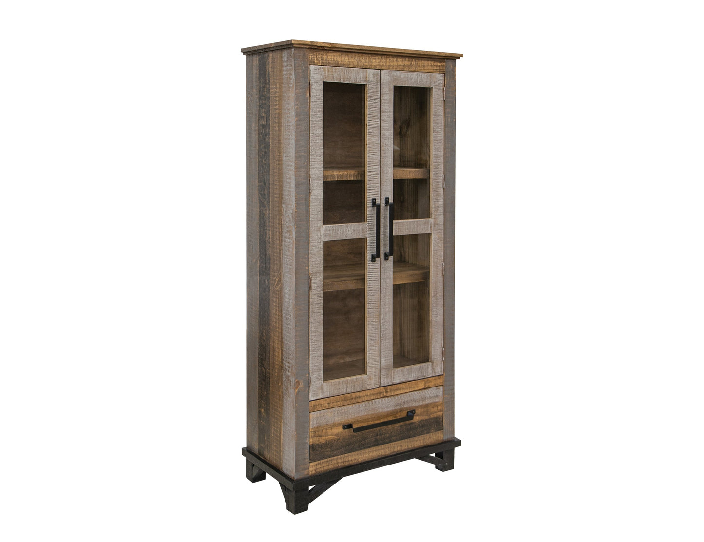 1 Drawer, 2 Doors Cabinet - Two tone Gray & Brown