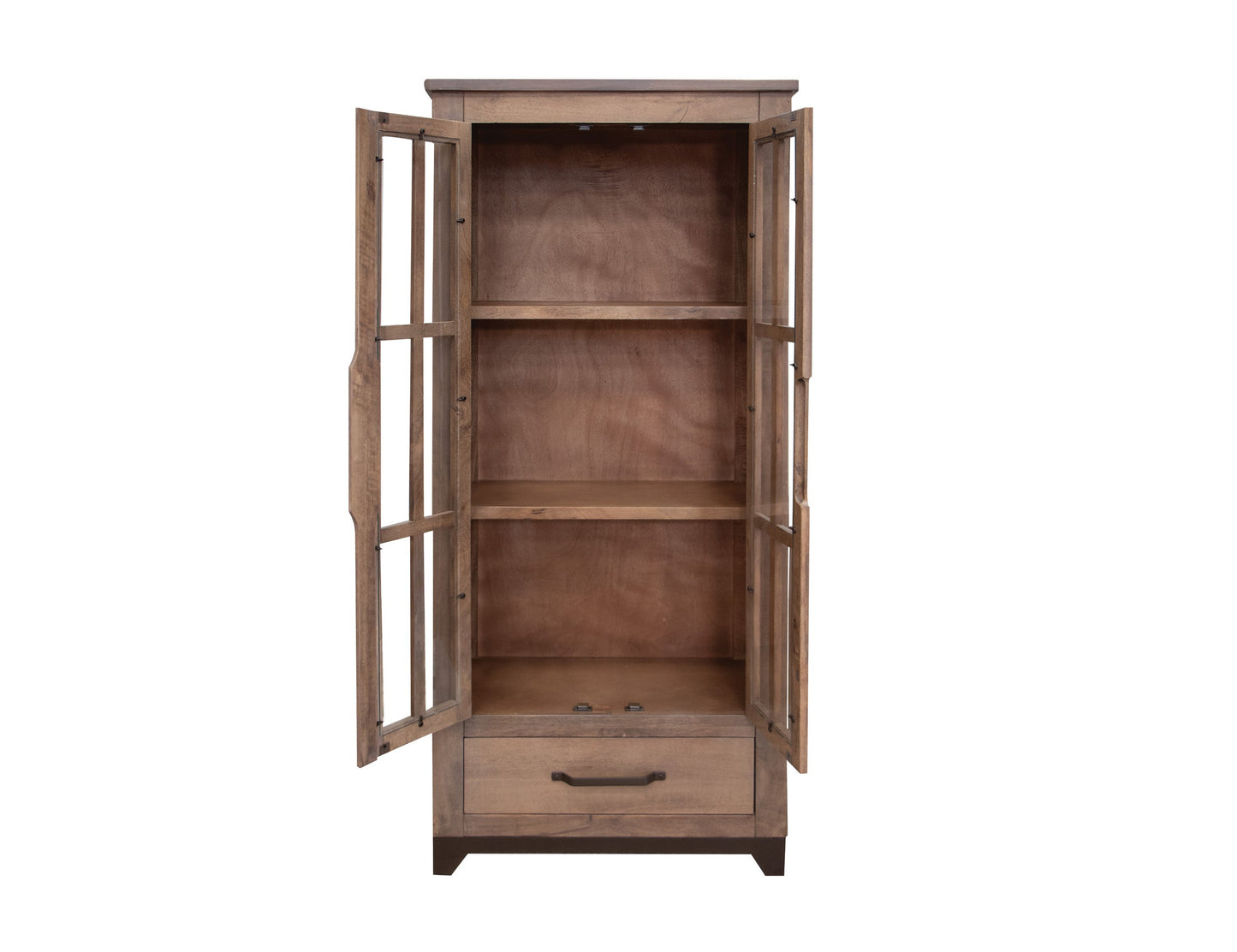 2 Glass Door 1 Drawer Cabinet - Brown cappuccino
