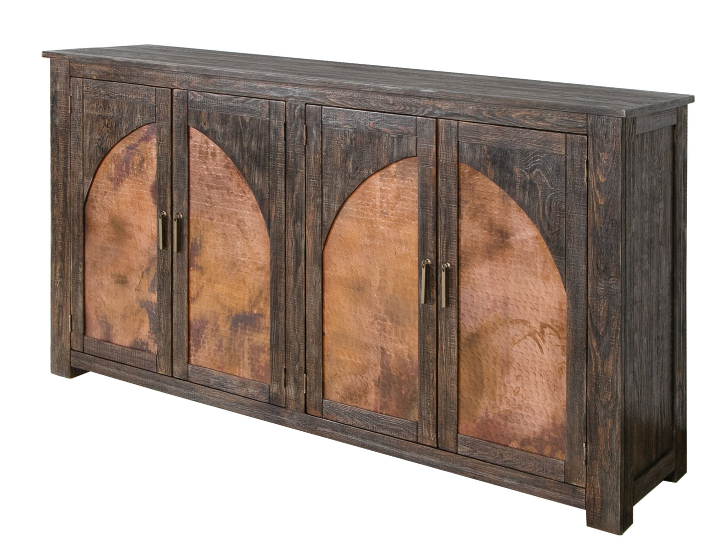 4 Copper-Paneled Door Console - Charred Brown