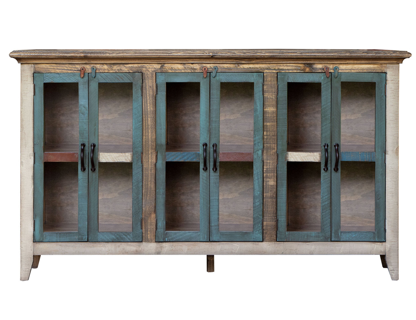 6 Glass Doors 73" Console - Multicolor