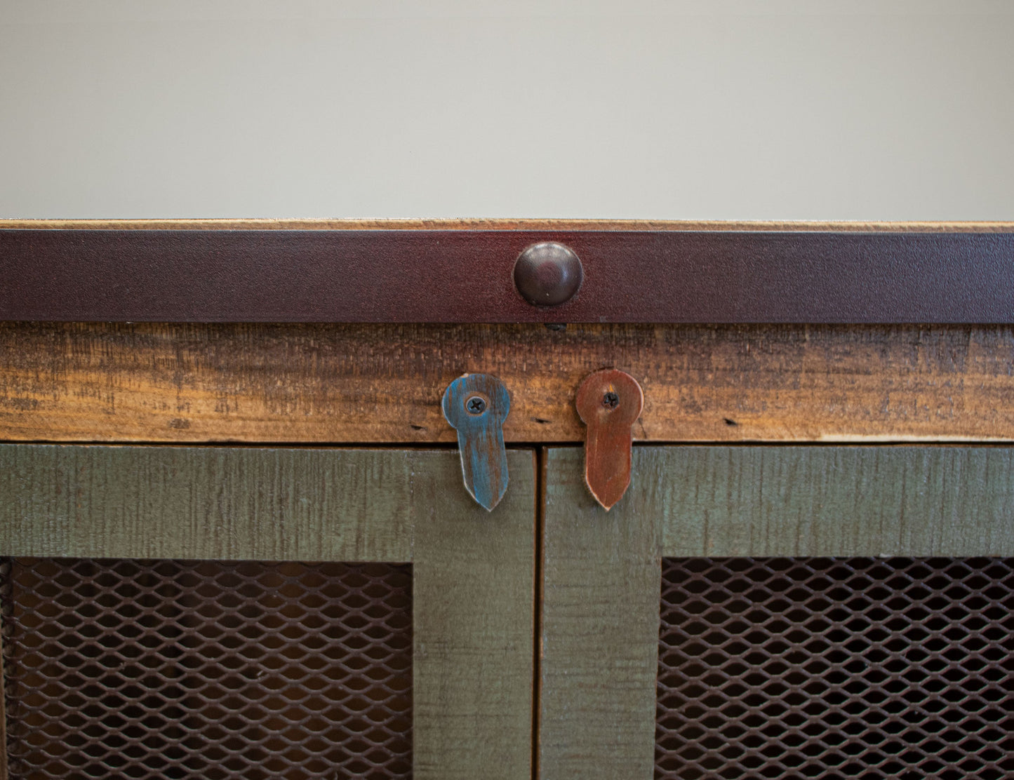 6 Iron Mesh Door 71" Console - Multicolor