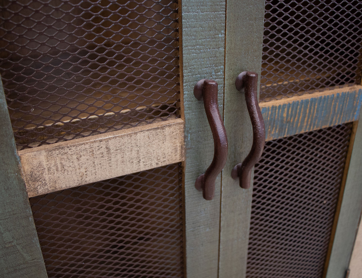 6 Iron Mesh Door 71" Console - Multicolor