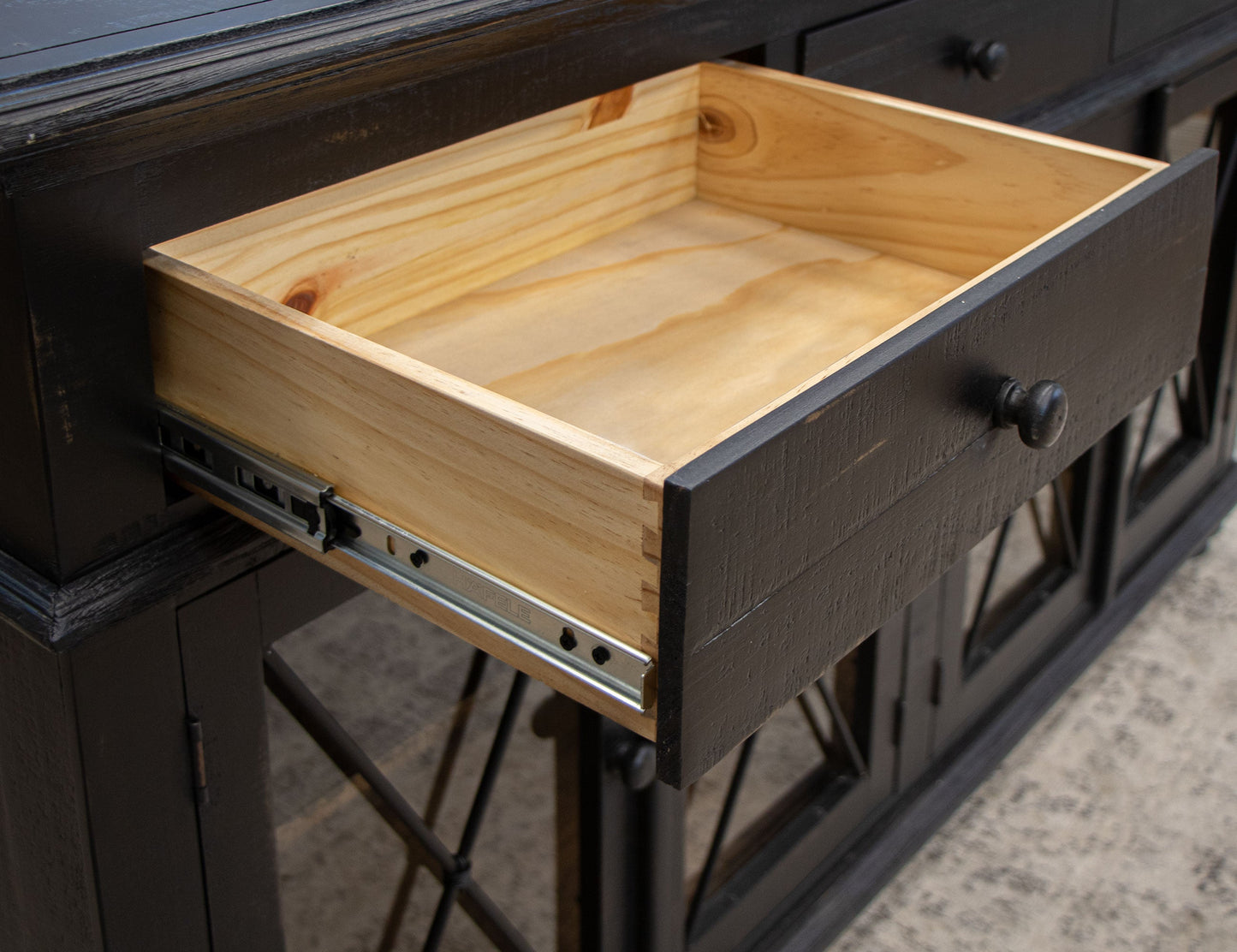 3 Drawer 4 Doors 70" Console - Antiqued Black