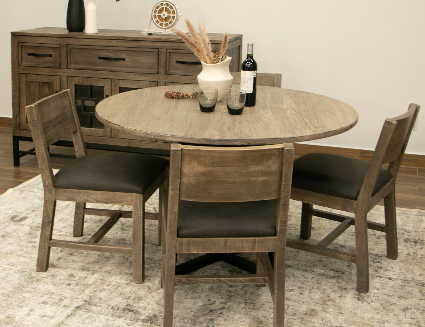 Metal Base Round Table - Oil Black