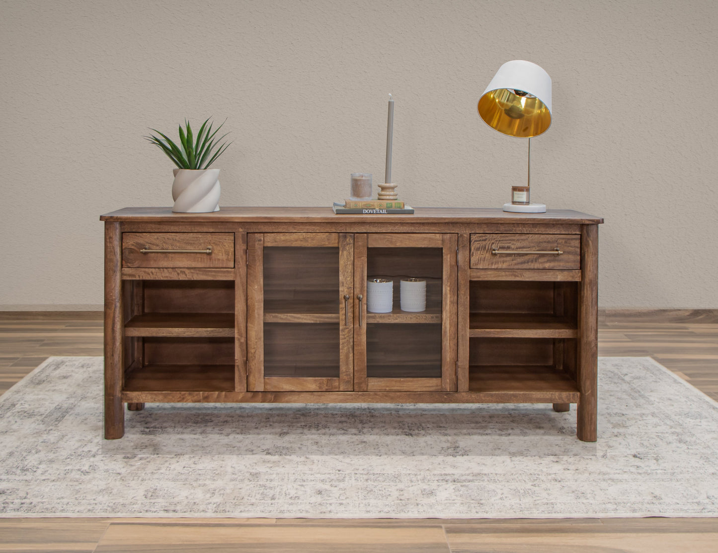2 Drawer 2 Door TV Stand - Towny Brown